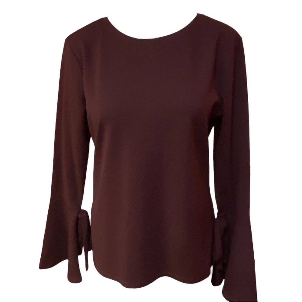 Ann Taylor Maroon Top Bell Tied Sleeves Size M